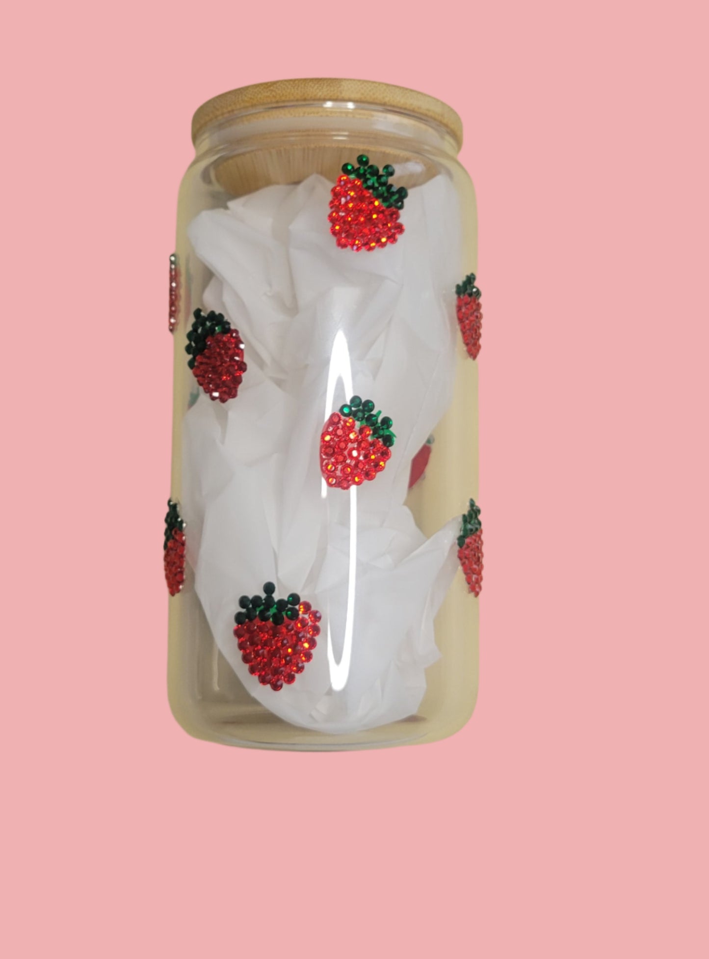 Bedazzled Strawberry Glass Cup