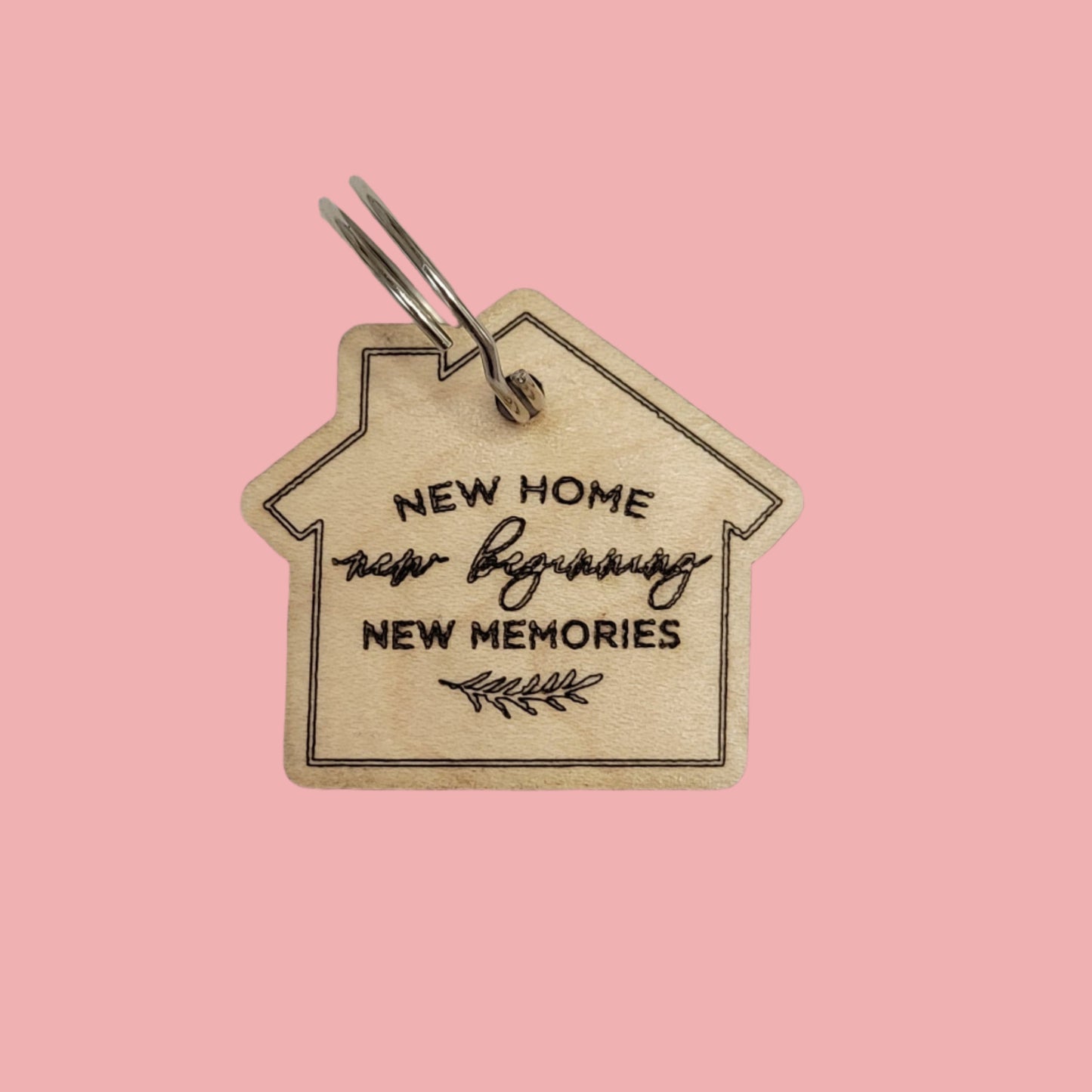 New Home Wood Keychain