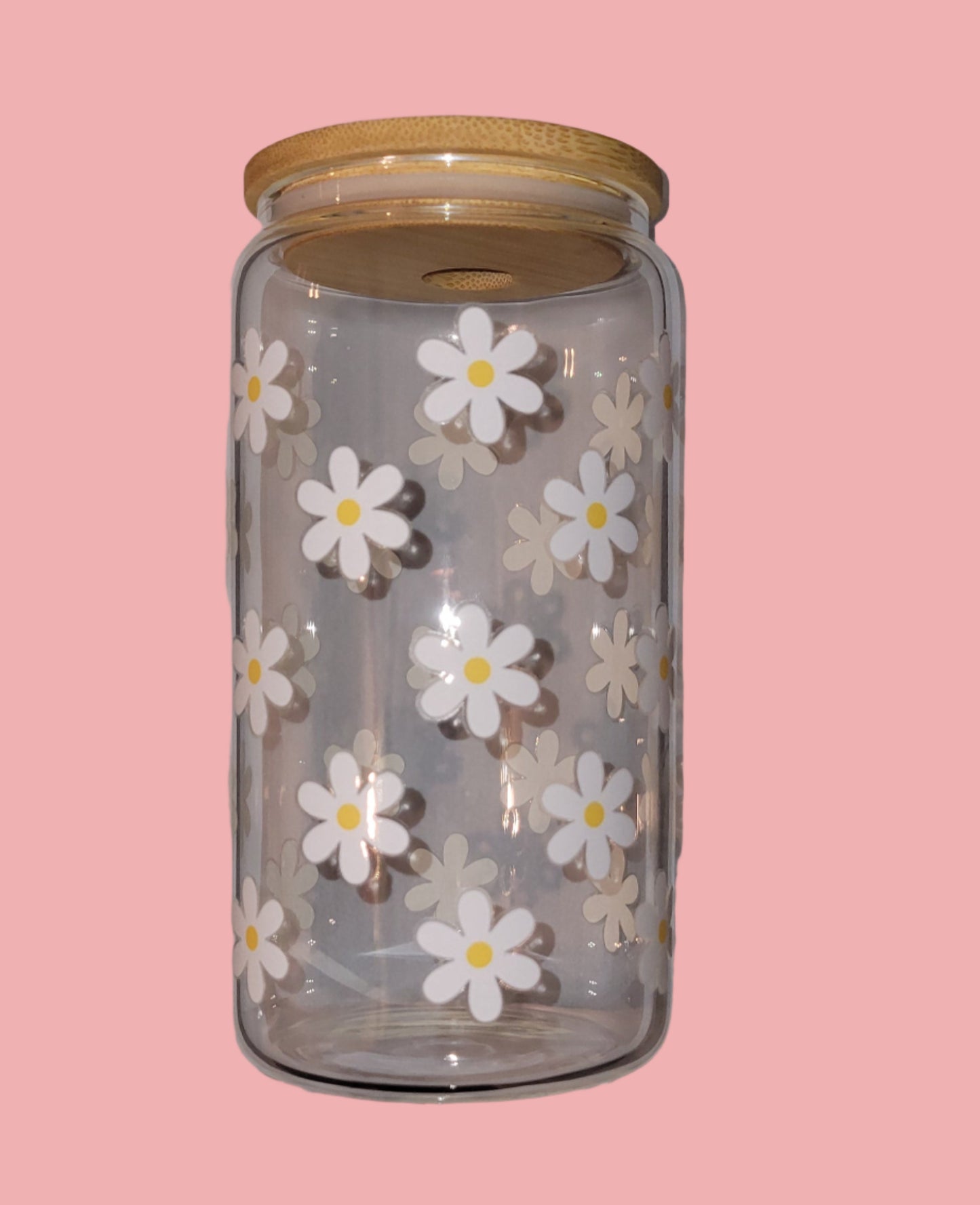 White Daisy Glass Cup