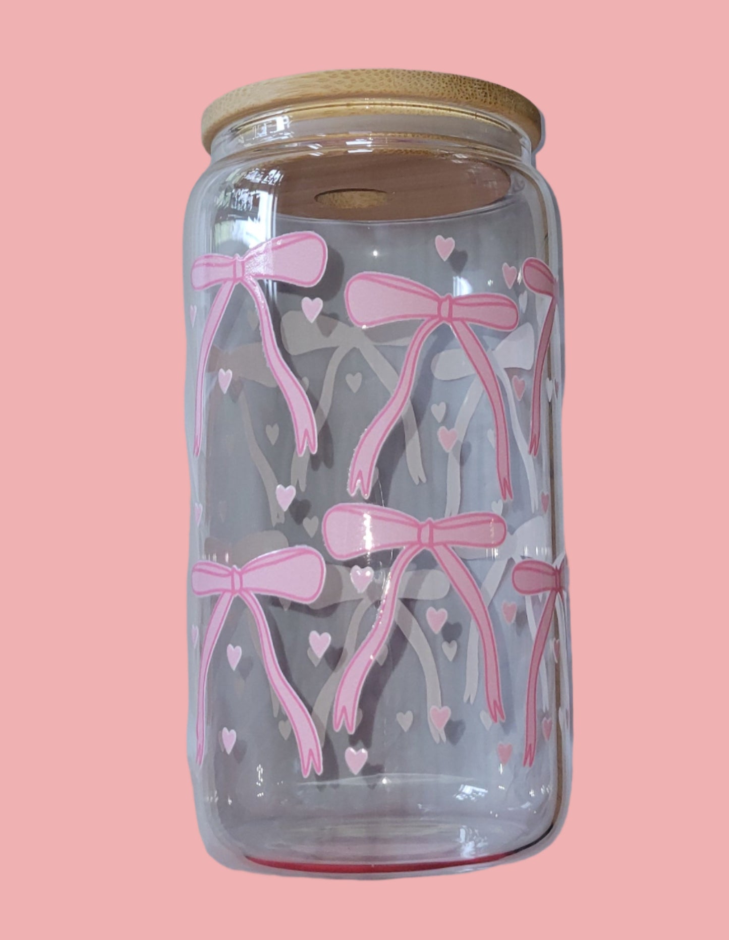 Straight Pink Bow Glass Cup